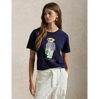 Teddy Bear Print T-Shirt with Crew Neck and Short Sleeves