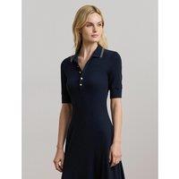 Flared Midi Dress with Polo Shirt Collar