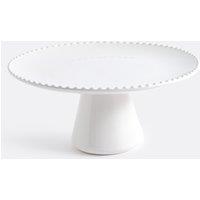 Akoya Stoneware Cake Stand with Beaded Edge