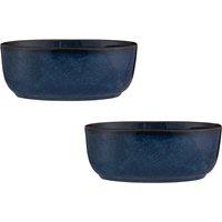 Set of 2 Reactive Blue Oval Pie Dishes