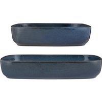 Set of 2 Reactive Blue Rectangle Oven Dishes