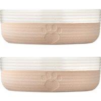 Set of 2 Heart Paw Pet Bowls 18cm
