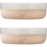 Set of 2 Heart Paw Pet Bowls 15cm