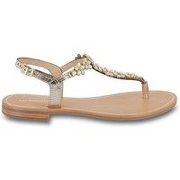 Hofleur Leather Flip Flops with Beaded Embellishment