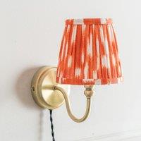 Antique Brass Plug In Wall Light with Gathered Shade