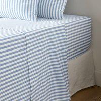 Soizic Blue Cotton Flat Sheet
