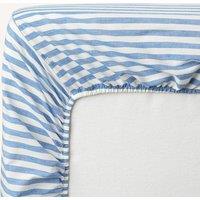 Soizic Blue Cotton Fitted Sheet with 30cm Flap