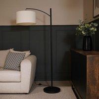 Black Metal Floor Lamp with Boucle Shade