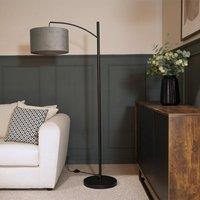 Black Metal Floor Lamp with Velvet Shade