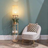 Wooden 3 Tier Shelf Floor Lamp