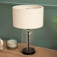 Glass Table Lamp with Boucle Shade