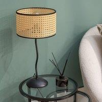 Wiggle Black Metal Table Lamp with Cane Shade