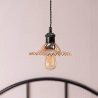 ia Black Pendant Light with Amber Frilled Glass Shade