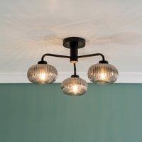 Matt Black 3 Way Bathroom Ceiling Light