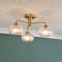 Brass 3 Way Bathroom Ceiling Light