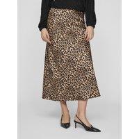 Leopard Print Satin Skirt with High Waist