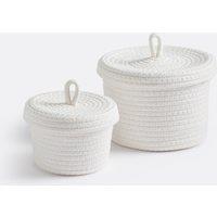 Set of 2 Cotton Baskets with Lid, Kesia
