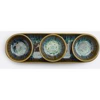 Set of 3 Nario Bowls and Tray in Reactive Glazed Stoneware