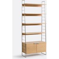 Watford Vintage Shelving Unit in Oak and Chrome, H190cm