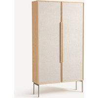 Omid Cabinet Desk with Oak Veneer and Textured Fabric