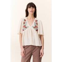 Choly Oversize Embroidered Blouse with V-Neck and Butterfly Sleeves