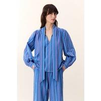 Cilian Striped Blouse with Pussy Bow Collar