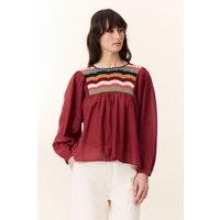 Criq Oversize Blouse with Crochet Knit Bib Front