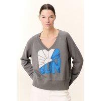V-Neck Sweatshirt with Message, Long Sleeves, SHAVI