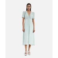 Long Dress with Short Sleeves and Buttoned Front