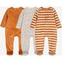 Set of 3 Babygrow Pyjamas in Velour with Fox Print