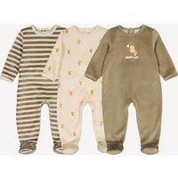 1-Piece Velour Pyjamas with Chick Motif in Set of 3