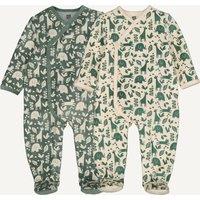 Pack of 2 Babygrow Pyjamas in Velours with Animal Print