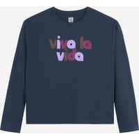 Slogan Print T-Shirt with Long Sleeves