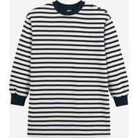 Striped Fleece Jumper Dress with Long Sleeves