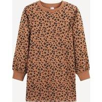 Leopard Print Jumper Dress in Fleece with Long Sleeves
