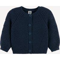 Crew Neck Cardigan in Ribbed Fine Knit