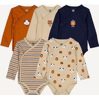 Pack of 5 Newborn Bodysuits with Long Sleeves