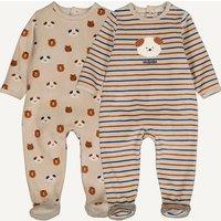 Pack of 2 Babygrow Pyjamas in Velour with Dog Print