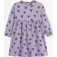 Heart Print Fleece Dress with Long Sleeves