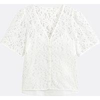 V-Neck Lace Blouse with Short Sleeves, Lea
