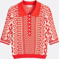 Printed Polo Shirt, Elbow-Length Sleeves, POLKA