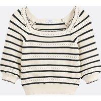 Patrici Striped Jumper with Square Neck and Elbow Length Sleeves