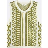 Sleeveless Printed Cardigan, Round Neck, GABLESI