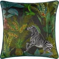 Aranya Zebra Piped Velvet Cushion