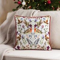 Mirrored Robin Watercolour Printed Piped Cushion