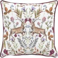 Mirrored Stag Watercolour Printed Piped Cushion