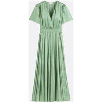 Cyra Midi Wrapover Dress with Pleats and Short Sleeves