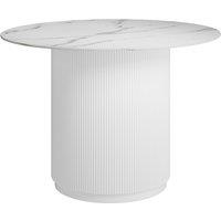 Yuki Round Sintered Stone Dining Table with Ribbed Pedestal Base