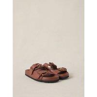 Flat Mules with Buckles in Leather, CORA