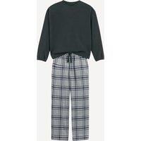 Fleece Sweatshirt Pyjamas with Checked Trousers